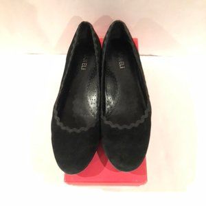 Vaneli Saimi Black Suede Scalloped Flats - Size 10 Narrow